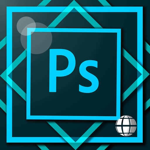 Fotografía del logo de la aplicación Photoshop CC.